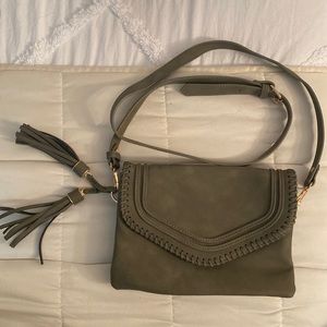 Green suede crossbody bag